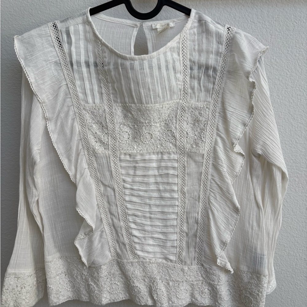 Elegant White Lace Trim Blouse
